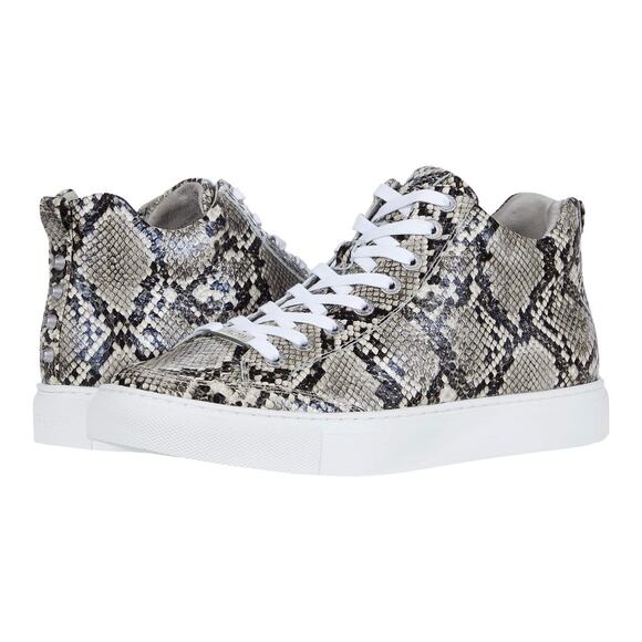 J/SLIDES Shoes - J/Slides Ludlow Lace Up Rounded toe Sneaker Black/Beige Embossed